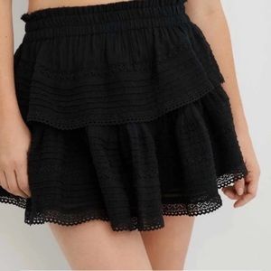 Aerie Rock n’ Ruffle Mini Skirt Black